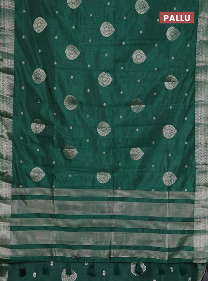 Semi raw silk saree green with zari woven buttas and zari woven border