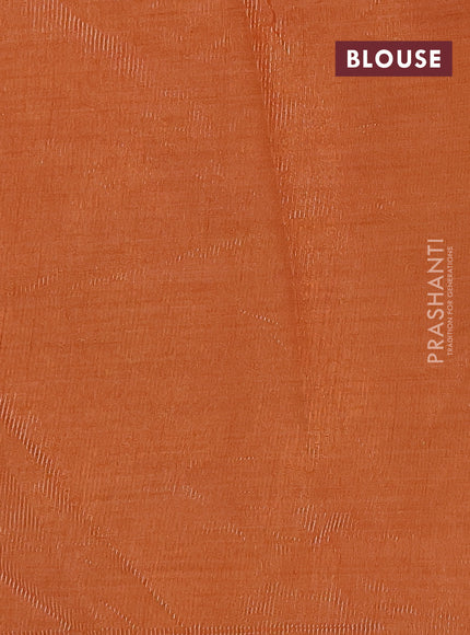 Semi raw silk saree rustic orange with zari woven floral buttas and rettpet zari woven border