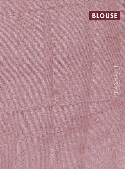 Semi raw silk saree pastel pink with zari woven floral buttas and rettpet zari woven border