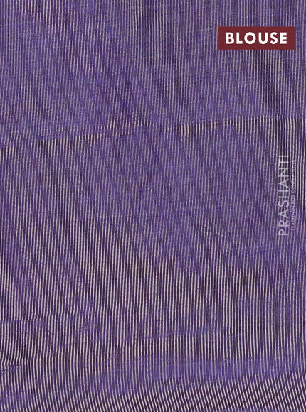 Semi raw silk saree dark blue with zari woven floral buttas and rettpet zari woven border