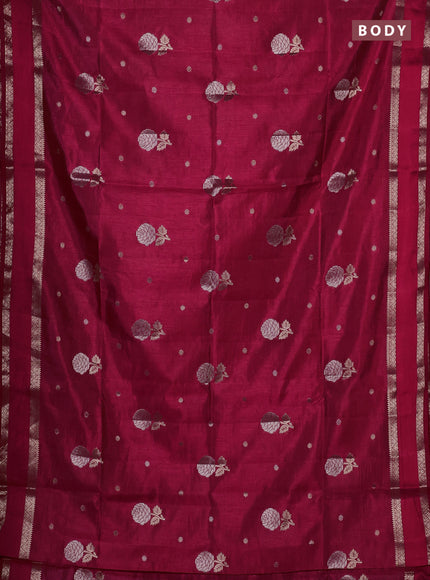 Semi raw silk saree pink with zari woven floral buttas and rettpet zari woven border