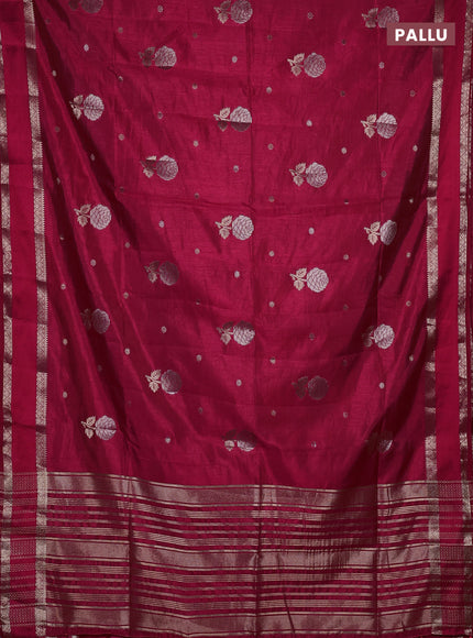 Semi raw silk saree pink with zari woven floral buttas and rettpet zari woven border