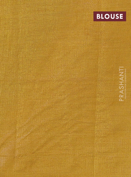 Semi raw silk saree yellow with zari woven floral buttas and rettpet zari woven border