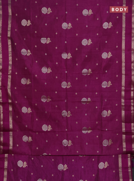 Semi raw silk saree purple with zari woven floral buttas and rettpet zari woven border