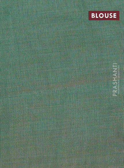 Semi raw silk saree bottle green with zari woven floral buttas and rettpet zari woven border