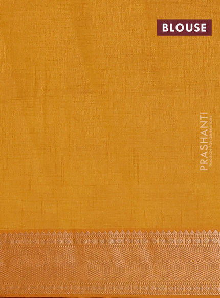 Semi raw silk saree mustard yellow with allover zari checks & buttas and zari woven border