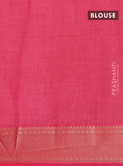 Semi raw silk saree peach pink with allover zari checks & buttas and zari woven border