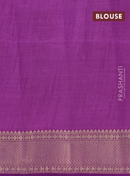 Semi raw silk saree purple with allover zari checks & buttas and zari woven border