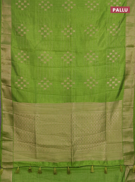 Semi raw silk saree light green with allover zari checks & buttas and zari woven border