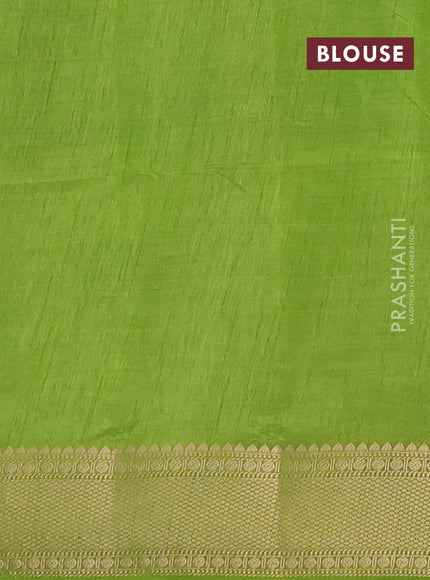 Semi raw silk saree light green with allover zari checks & buttas and zari woven border
