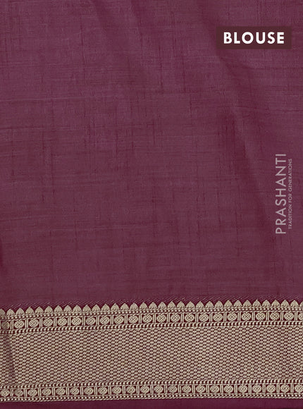 Semi raw silk saree wine shade with allover zari checks & buttas and zari woven border
