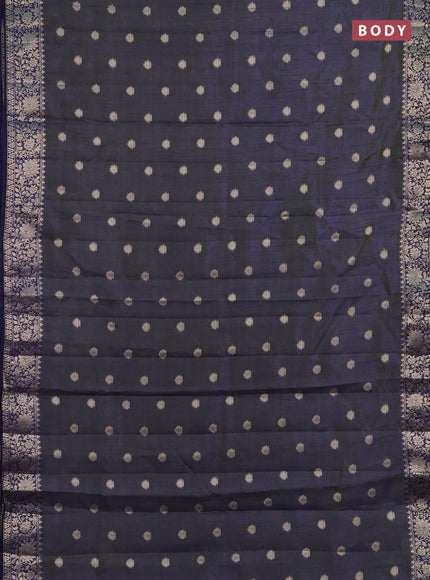 Semi raw silk saree dual shade of bluish green with zari woven buttas and zari woven border