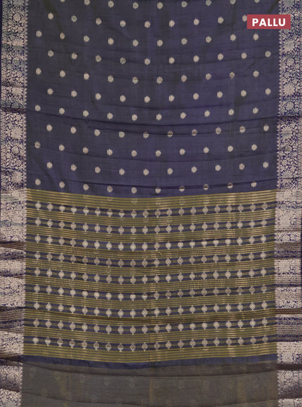 Semi raw silk saree dual shade of bluish green with zari woven buttas and zari woven border
