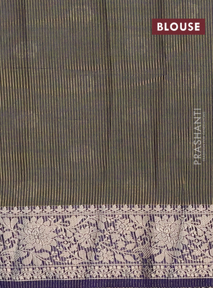 Semi raw silk saree dual shade of bluish green with zari woven buttas and zari woven border