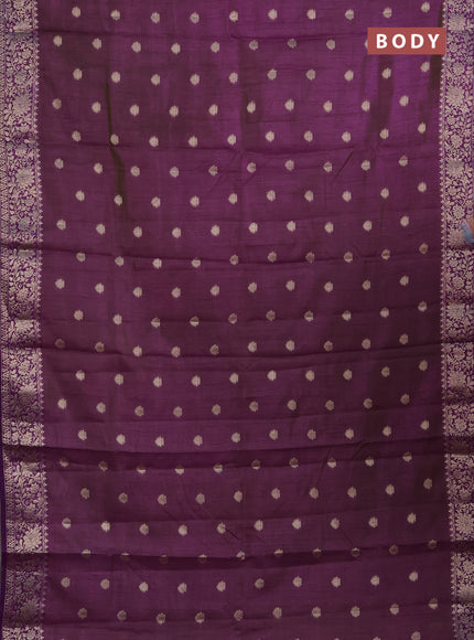 Semi raw silk saree violet with zari woven buttas and zari woven border