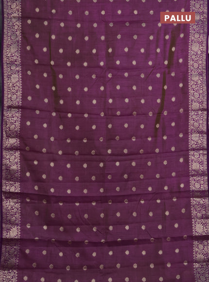 Semi raw silk saree violet with zari woven buttas and zari woven border