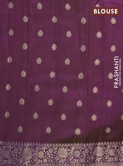 Semi raw silk saree violet with zari woven buttas and zari woven border