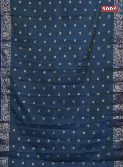 Semi raw silk saree cs blue with zari woven buttas and zari woven border