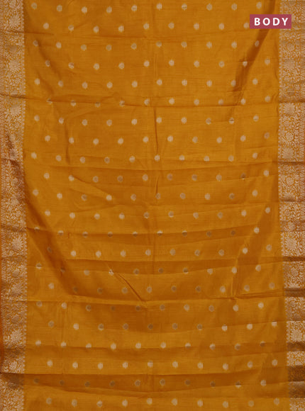 Semi raw silk saree mango yellow with zari woven buttas and zari woven border