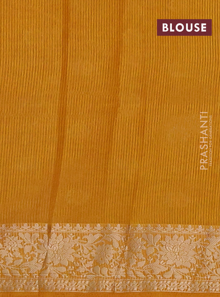 Semi raw silk saree mango yellow with zari woven buttas and zari woven border