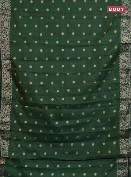 Semi raw silk saree green with zari woven buttas and zari woven border