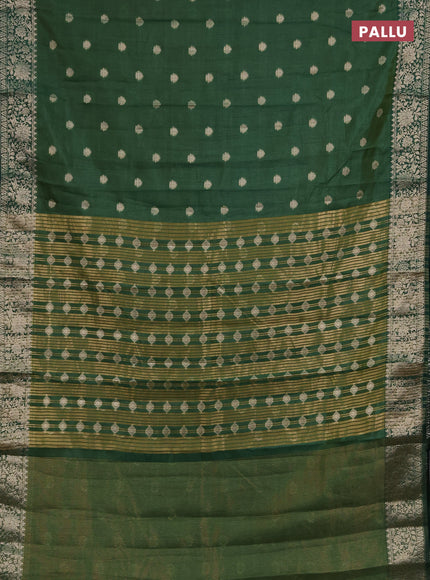 Semi raw silk saree green with zari woven buttas and zari woven border