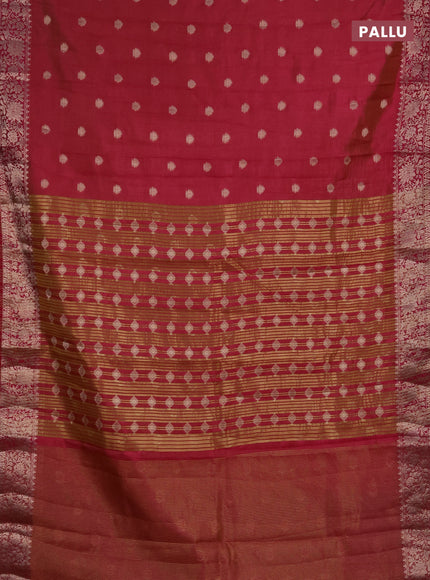 Semi raw silk saree pink with zari woven buttas and zari woven border