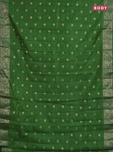 Semi raw silk saree green with zari woven buttas and zari woven border