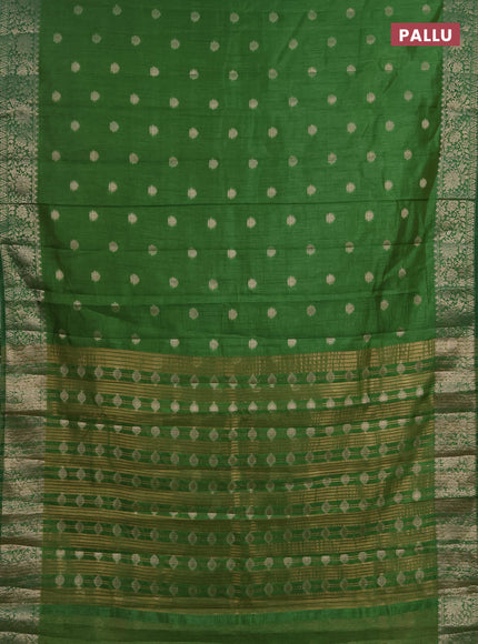 Semi raw silk saree green with zari woven buttas and zari woven border