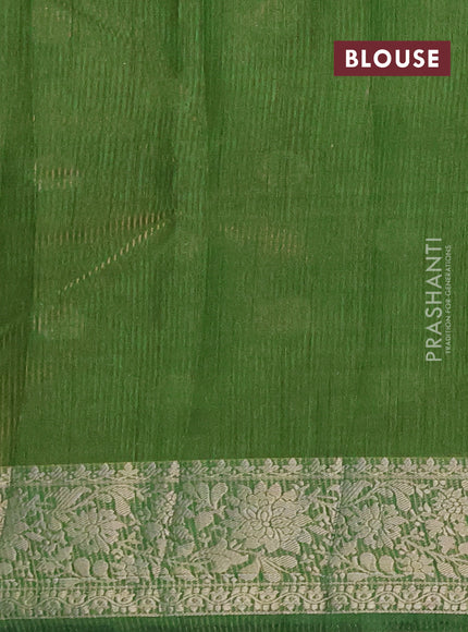 Semi raw silk saree green with zari woven buttas and zari woven border