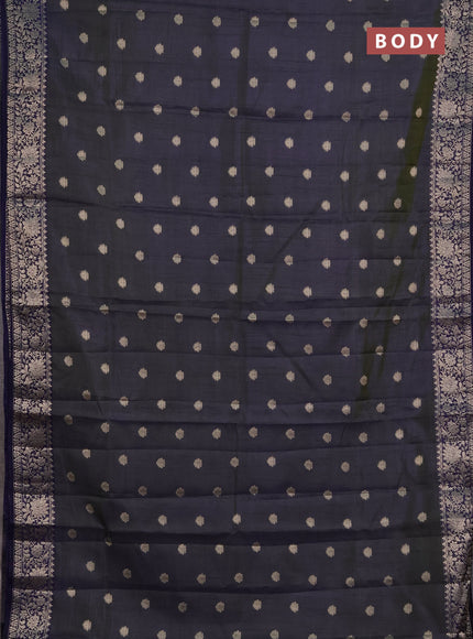 Semi raw silk saree dual shade of bluish green with zari woven buttas and zari woven border
