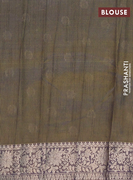 Semi raw silk saree dual shade of bluish green with zari woven buttas and zari woven border