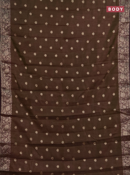 Semi raw silk saree manthulir green and deep wine with zari woven buttas and zari woven border