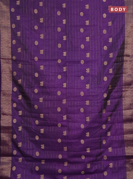 Semi raw silk saree purple with allover zari weaves & buttas and zari woven border