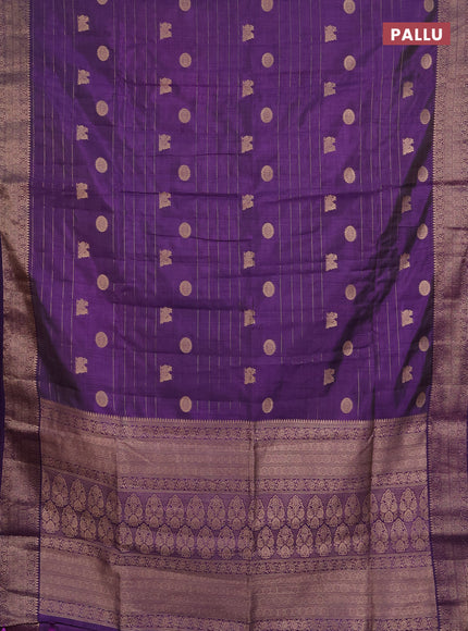Semi raw silk saree purple with allover zari weaves & buttas and zari woven border