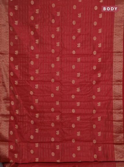 Semi raw silk saree maroon with allover zari weaves & buttas and zari woven border