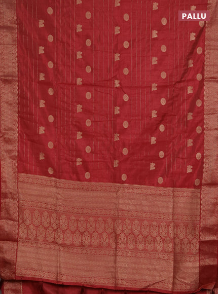 Semi raw silk saree maroon with allover zari weaves & buttas and zari woven border
