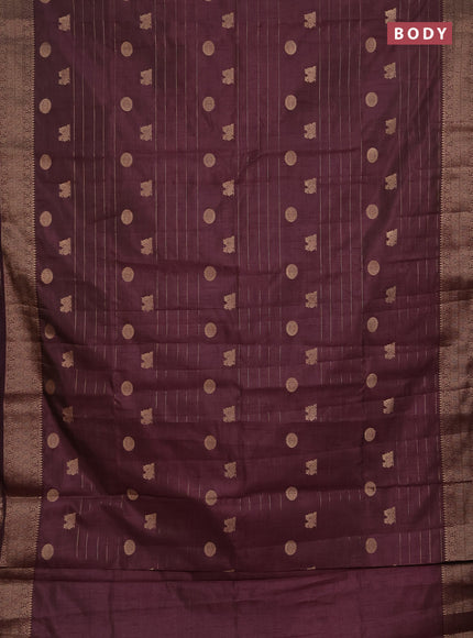 Semi raw silk saree wine shade with allover zari weaves & buttas and zari woven border