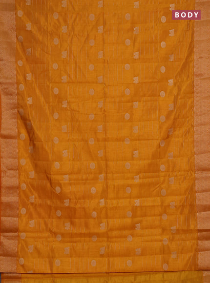 Semi raw silk saree mustard yellow with allover zari weaves & buttas and zari woven border