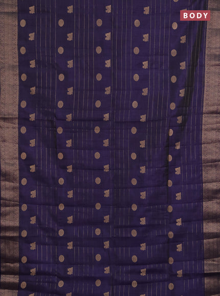 Semi raw silk saree navy blue with allover zari weaves & buttas and zari woven border