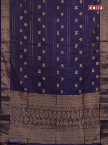 Semi raw silk saree navy blue with allover zari weaves & buttas and zari woven border