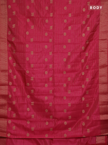 Semi raw silk saree pink with allover zari weaves & buttas and zari woven border
