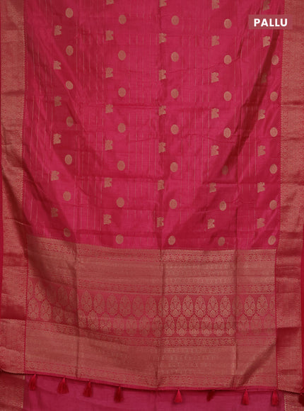 Semi raw silk saree pink with allover zari weaves & buttas and zari woven border