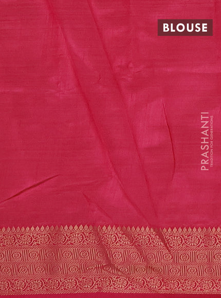 Semi raw silk saree pink with allover zari weaves & buttas and zari woven border