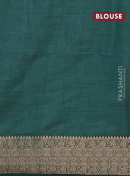 Semi raw silk saree bottle green with allover zari weaves & buttas and zari woven border