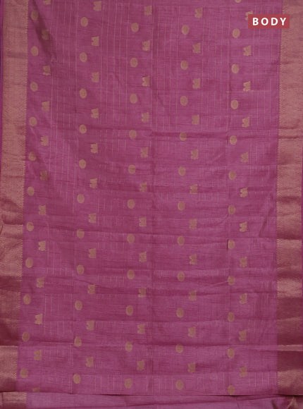 Semi raw silk saree mauve pink with allover zari weaves & buttas and zari woven border