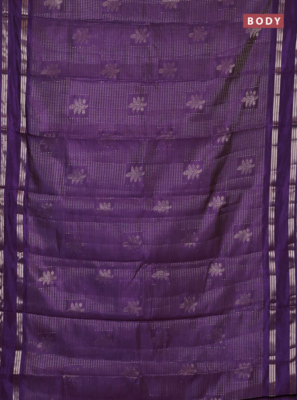Semi raw silk saree purple with allover zari weaves and rettapet zari woven border