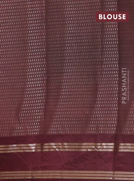 Semi raw silk saree brown with allover zari weaves and rettapet zari woven border
