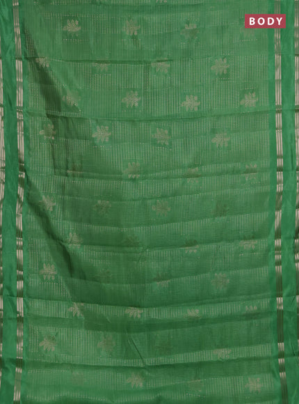 Semi raw silk saree light green with allover zari weaves and rettapet zari woven border