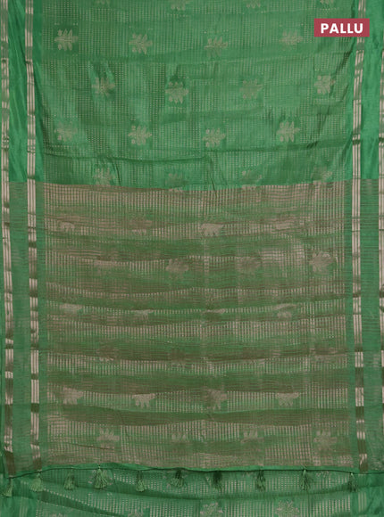 Semi raw silk saree light green with allover zari weaves and rettapet zari woven border
